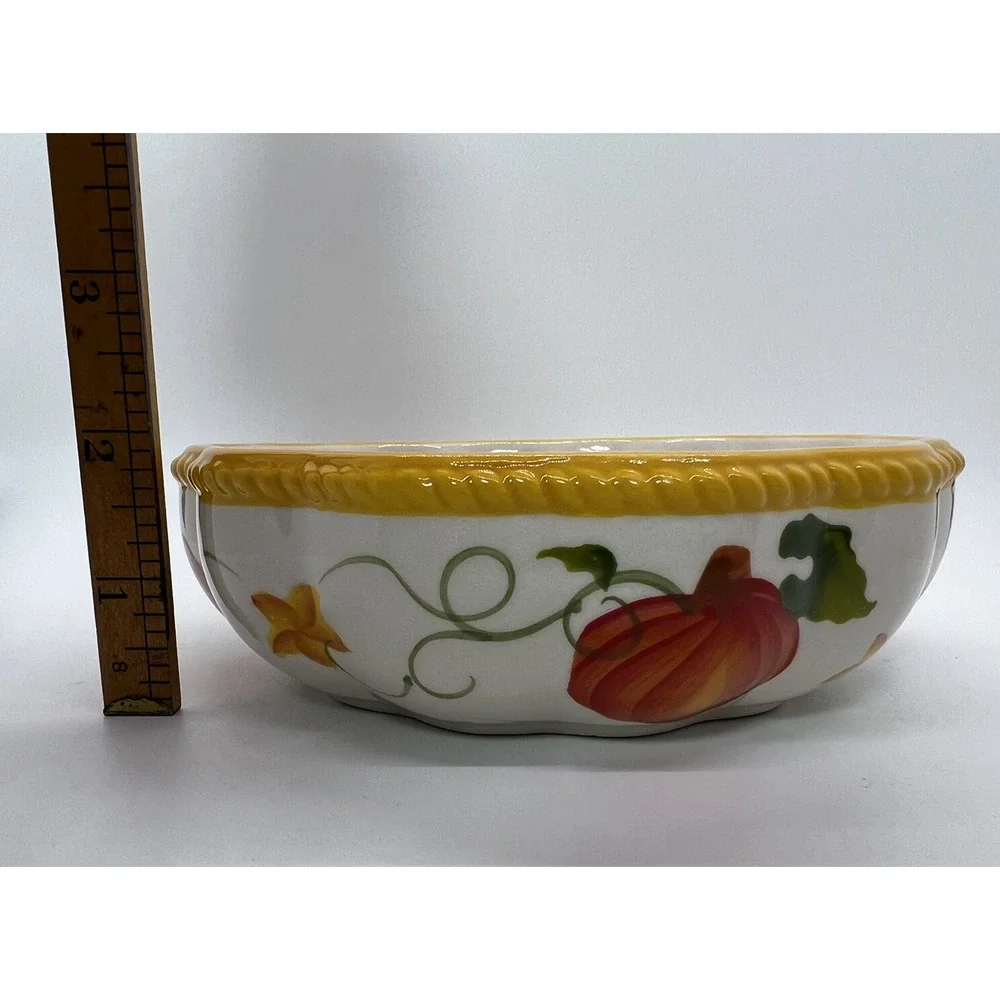 Temptations Old World Fall Harvest‎ Pumpkin Patch 2 Bakeware Covered Dishes 16oz